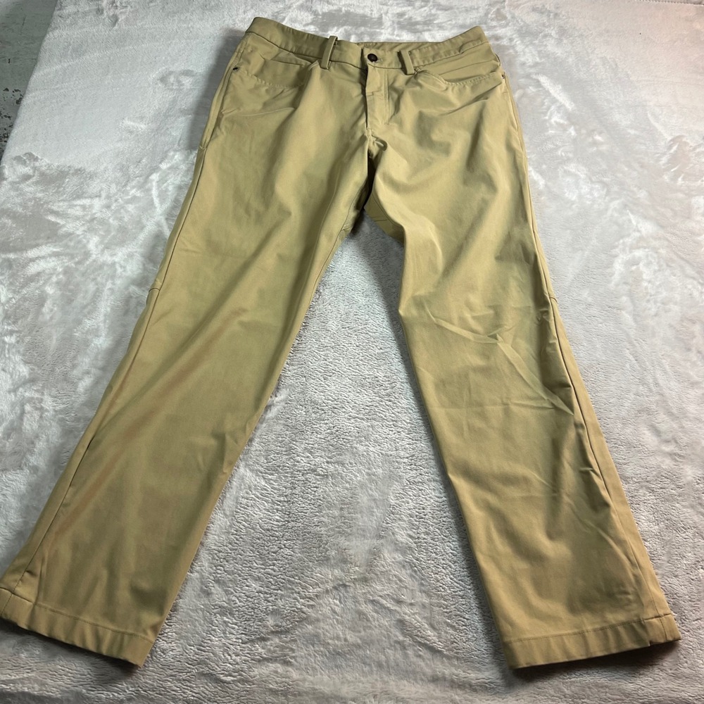Lululemon Men 32 Commission Pant Khaki Tan Chino Technical Stretch Golf Trousers - Picture 2 of 7